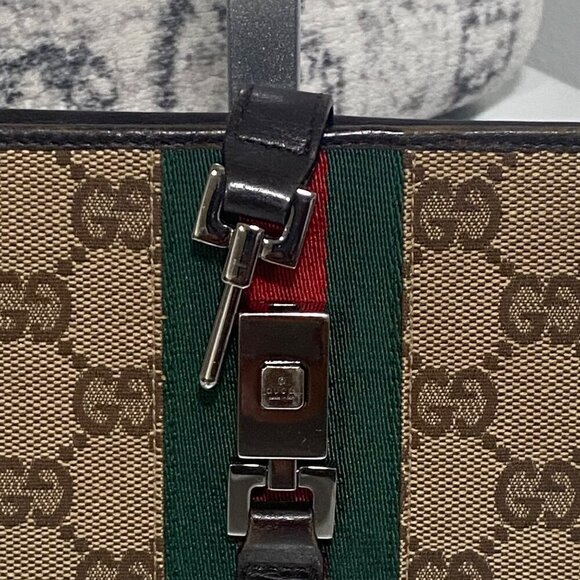 Gucci GG Monogram Sherry Line Canvas and Brown Leather Wallet - Picture 6 of 10